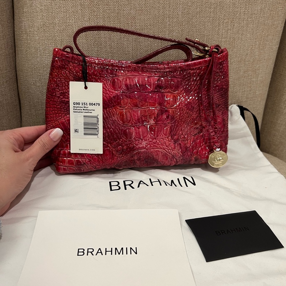 Gorgeous Brahim mini shoulder bag in pomegranate color. Brand new.